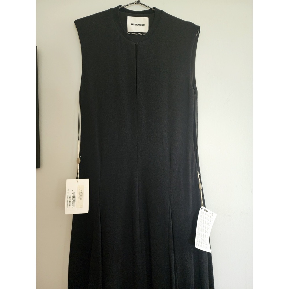 NWT  $3,597 JIL SANDER Black Silk Stretch-crepe Maxi Dress Gown Size 38 (US 6) - Picture 13 of 16